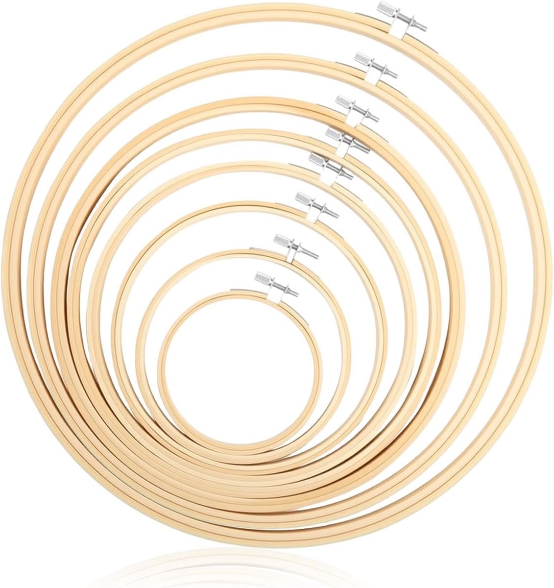8 stuks, bamboe, kruissteek-ring, borduurframe, set instelbaar, borduurring, borduuraccessoires, voor borduurwerk, doe-het-zelf borduurframe, 10,5 / 15,5 / 17,5 / 25,5 / 25,5 / 25,5