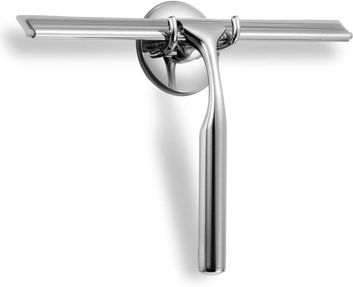 SnelShoppen - RVS Douche Wipeschraper met Sterke Zuignap voor Badkamer, Keuken, Spiegel, Auto, Raam en Glasreiniging - 25cm Chroom