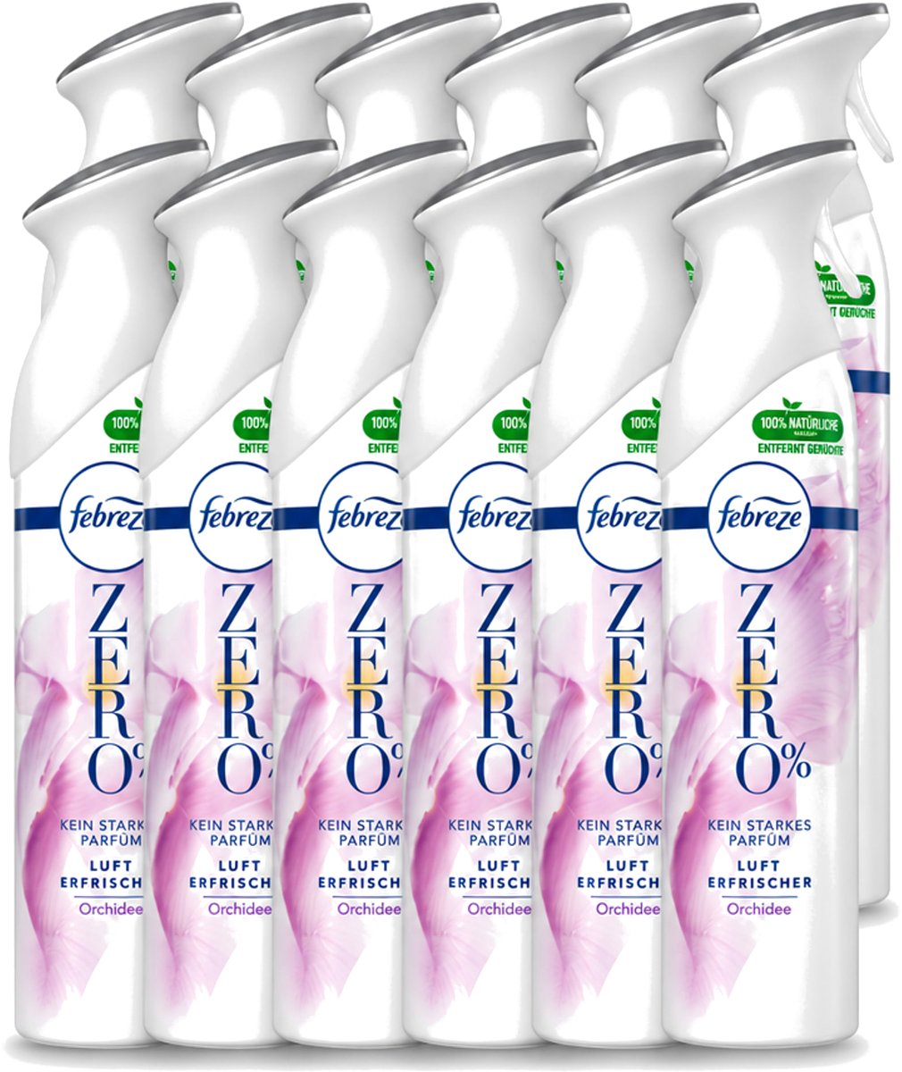 12 x Febreze Spray - Zero % - Orchidee - Luchtverfrisser - 300ml - Voordeelverpakking - 12 stuks
