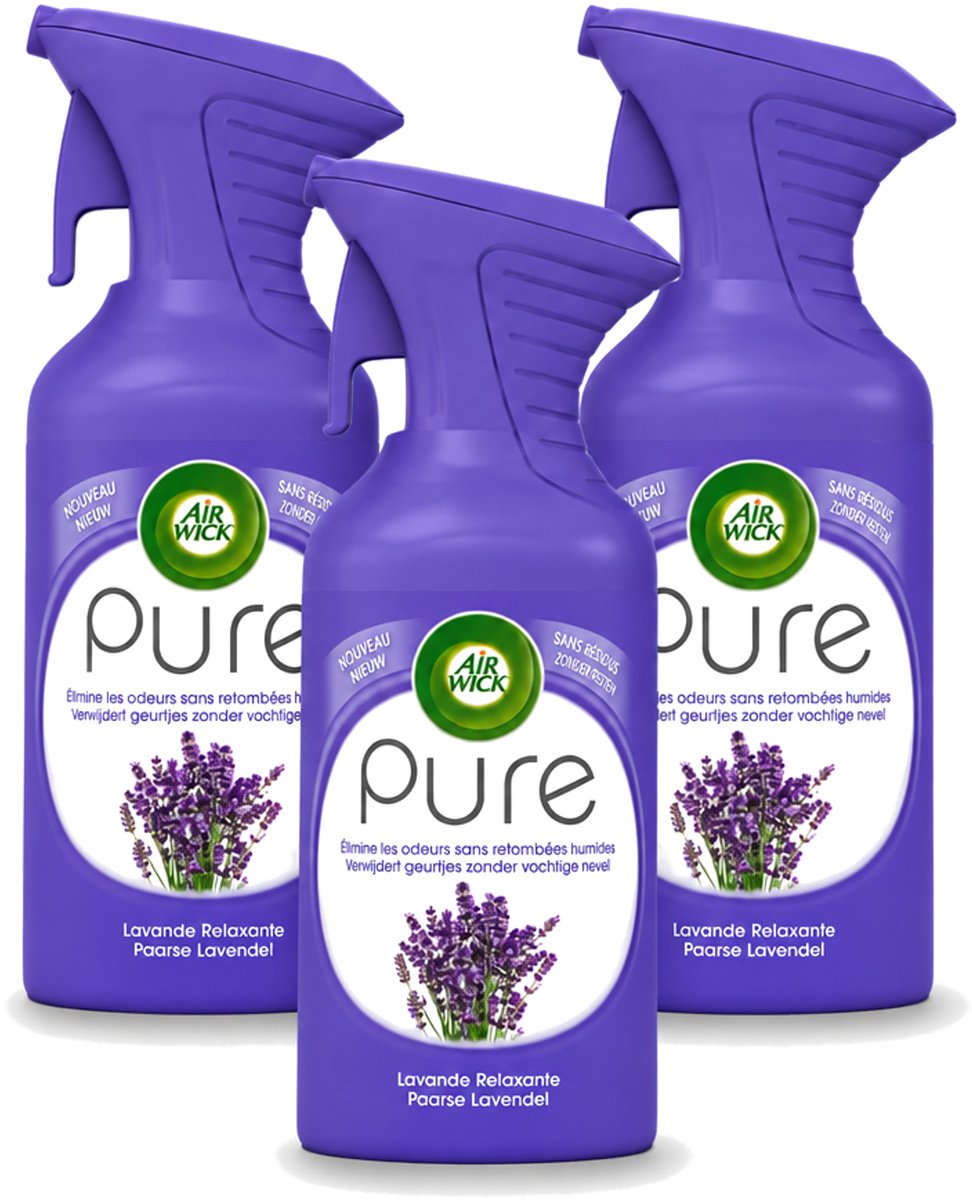 3 x Air Wick - Luchtverfrisser Spray - Paarse Lavendel - 250ml - Bulkverpakking - 3 stuks