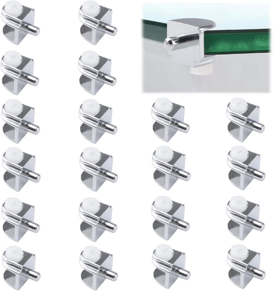 Glasplankhouder 20pcs - Verstelbaar - Zinklegering - Beschermt glas tegen krassen - ShopVlot