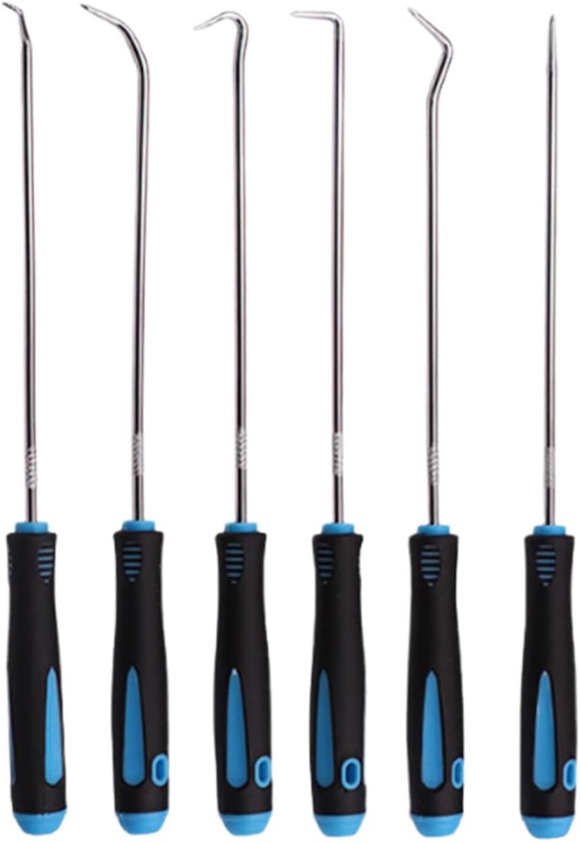 Naaldhakenset 6 stuks - precisie-olieafdichtingshaken - ergonomische handgreep - ideaal voor autoreparaties - ShopVlot