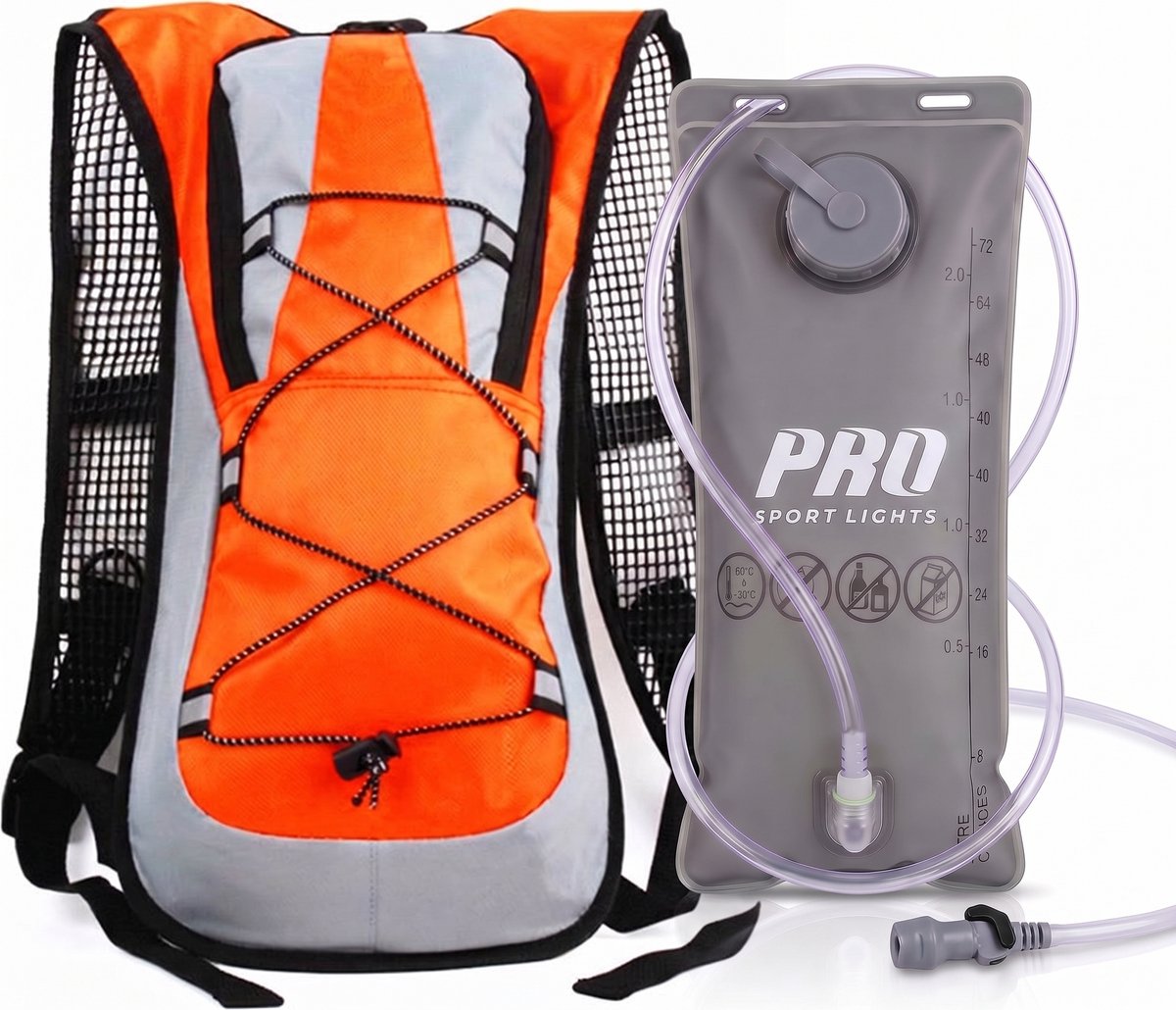 Drinkrugzak Waterzak 2 liter Rugzak Met Drinksysteem Hardlopen Mountainbike Fietsen Oranje