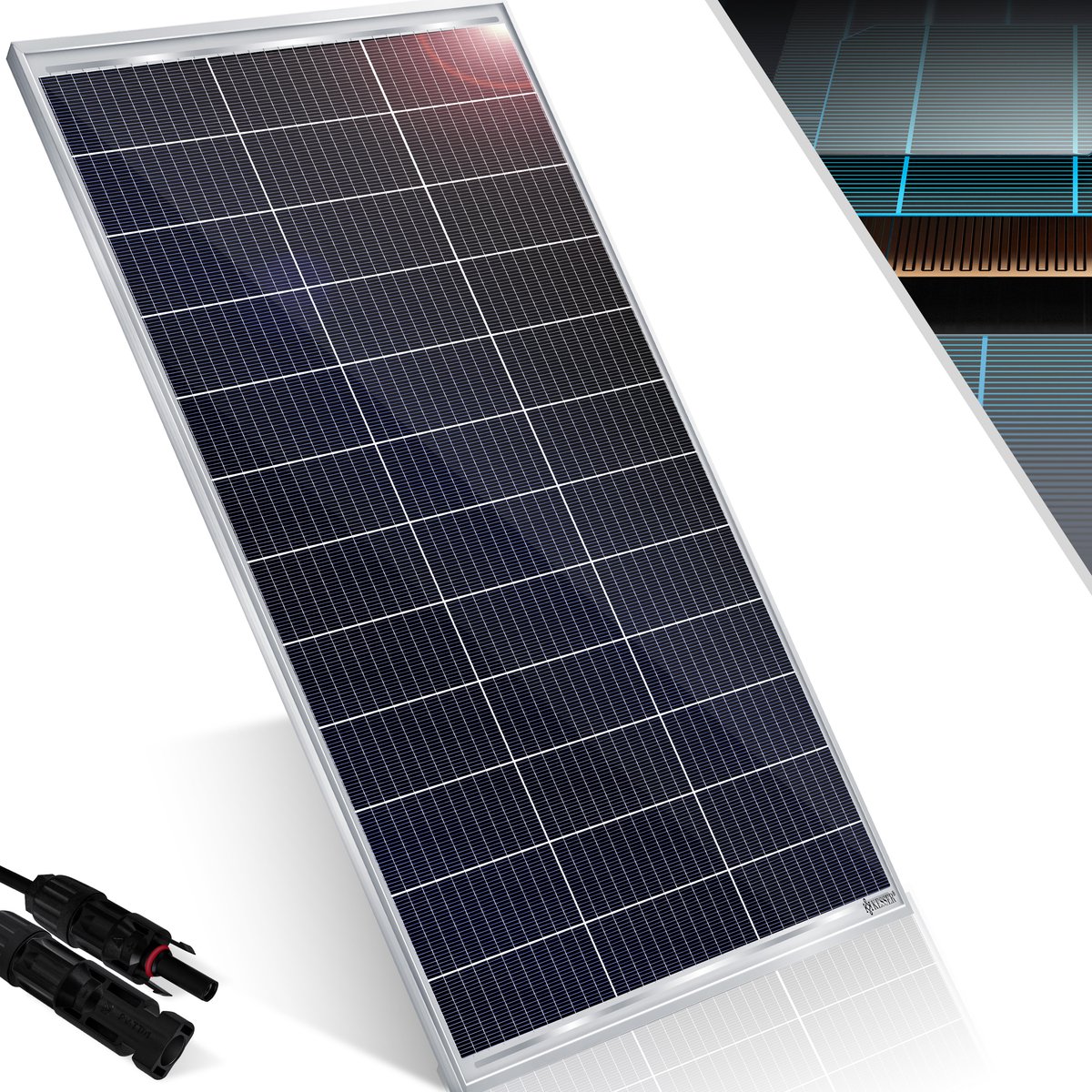 KESSER® Zonnepaneel - Monokristallijn 165 W - 18 V voor 12 V accu's - IP65 aluminium frame - 1 stuk