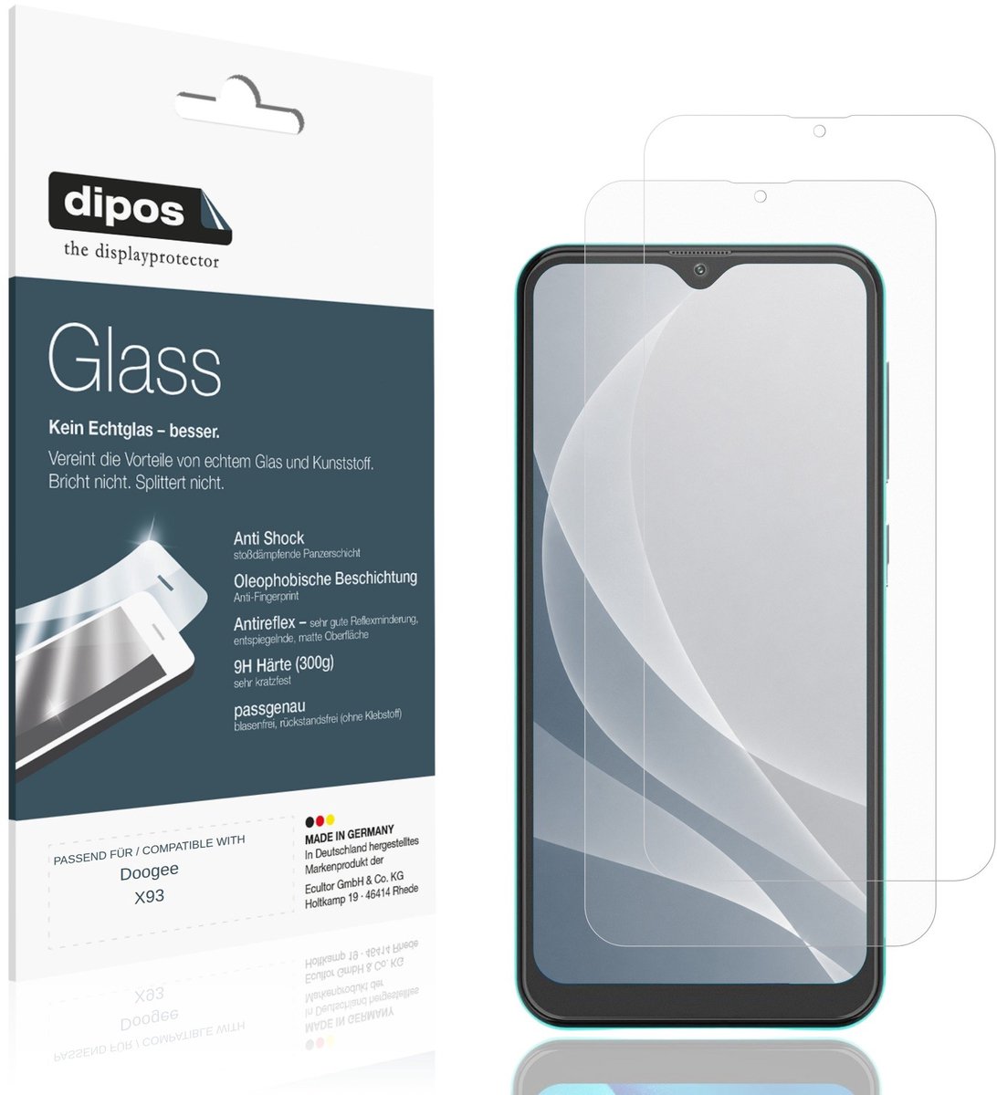 dipos – 2x Matte Pantserfolie geschikt voor Doogee X93 | 9H Screenprotector