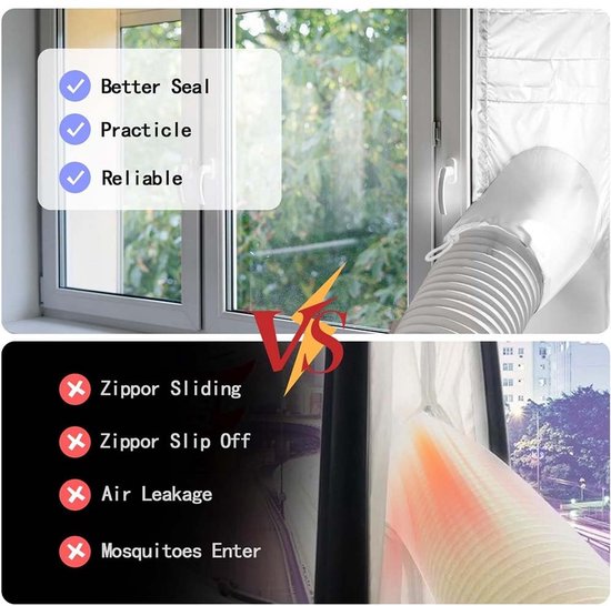 Raam-airconditioningset, 300 cm, raamafdichting voor draagbare airconditioning, universele raamafdichting voor wisselstroom en droger, AC Window, blokkeert de hete lucht — afbeelding 5