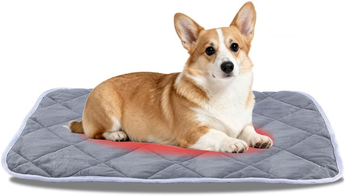 Zelfverwarmende Hondenmat - Warmtemat Hond & Kat - Zonder Stroom - Wasbaar - Antislip - Comfortabele Dierenmat - 58x88cm - Grijs