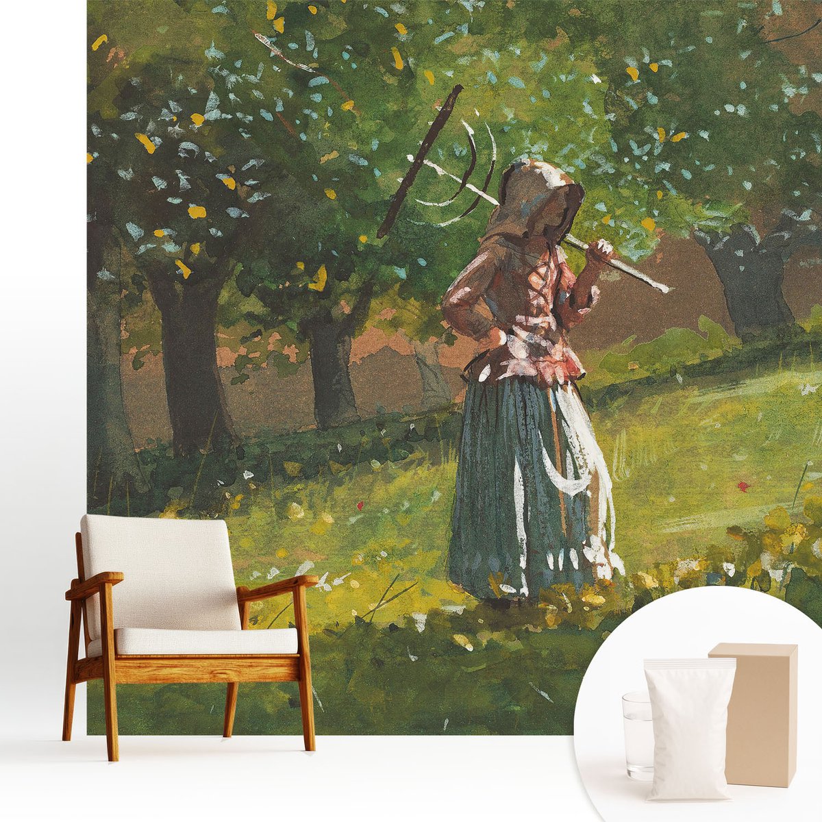 Wallfluent Fotobehang - Groente Vliesbehang - 250x250 cm - Herfstmiddag Fotobehang Vlies - Hal behang Landschappen - Muurschildering - Woonkamer behang