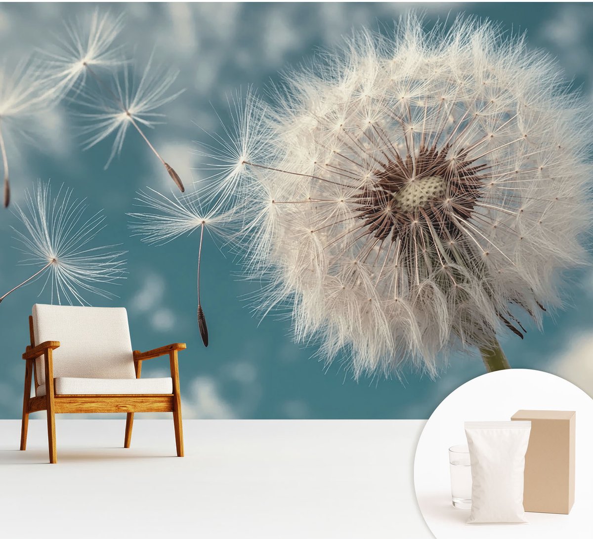 Wallfluent Fotobehang - Wit Vliesbehang - 312x219 cm - Een Vleugje Etherische Schoonheid Fotobehang Vlies - Hal behang Bloemen En Planten - Muurschildering - Hal behang