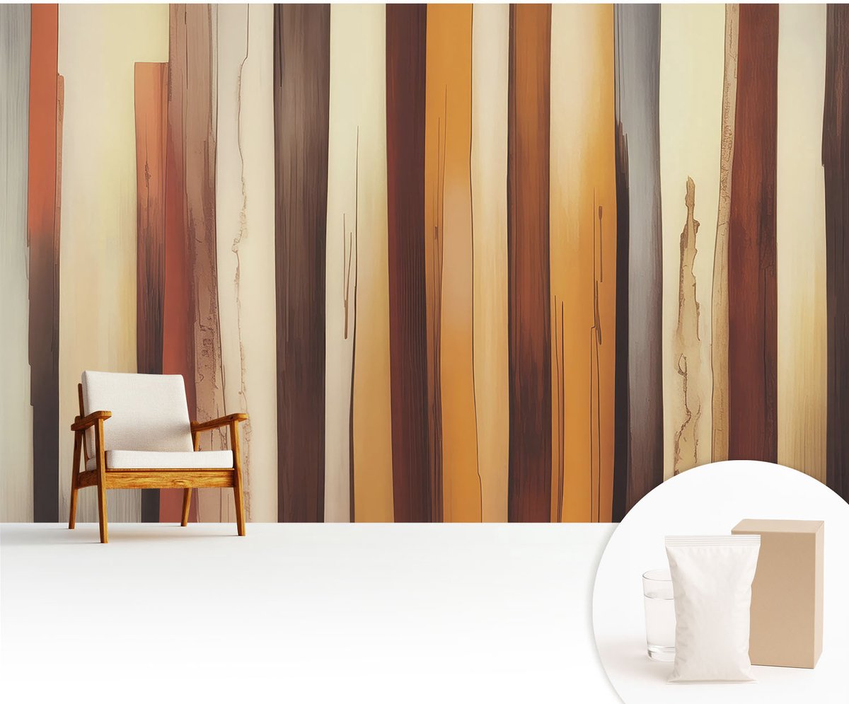 Wallfluent Fotobehang - Bruin Vliesbehang - 416x254 cm - Abstracte Textuur Fotobehang Vlies - Hal behang Texturen - Muurschildering - Woonkamer behang