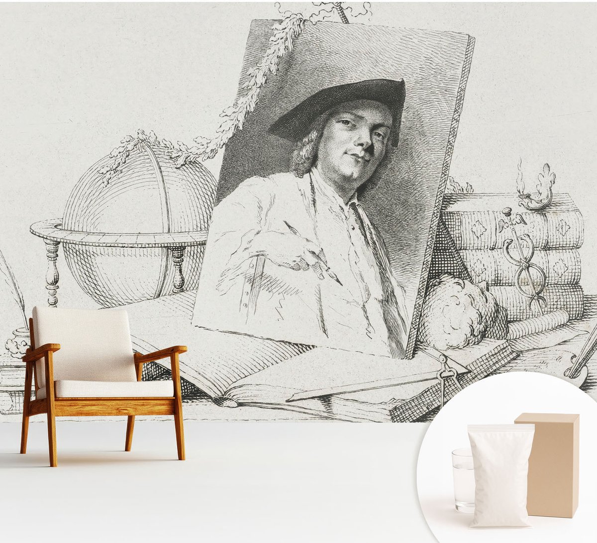 Wallfluent Fotobehang - Wit Vliesbehang - 312x219 cm - Artistiek Portret Muurschildering - Slaapkamer behang Deel - Fotobehang Vlies - Slaapkamer behang
