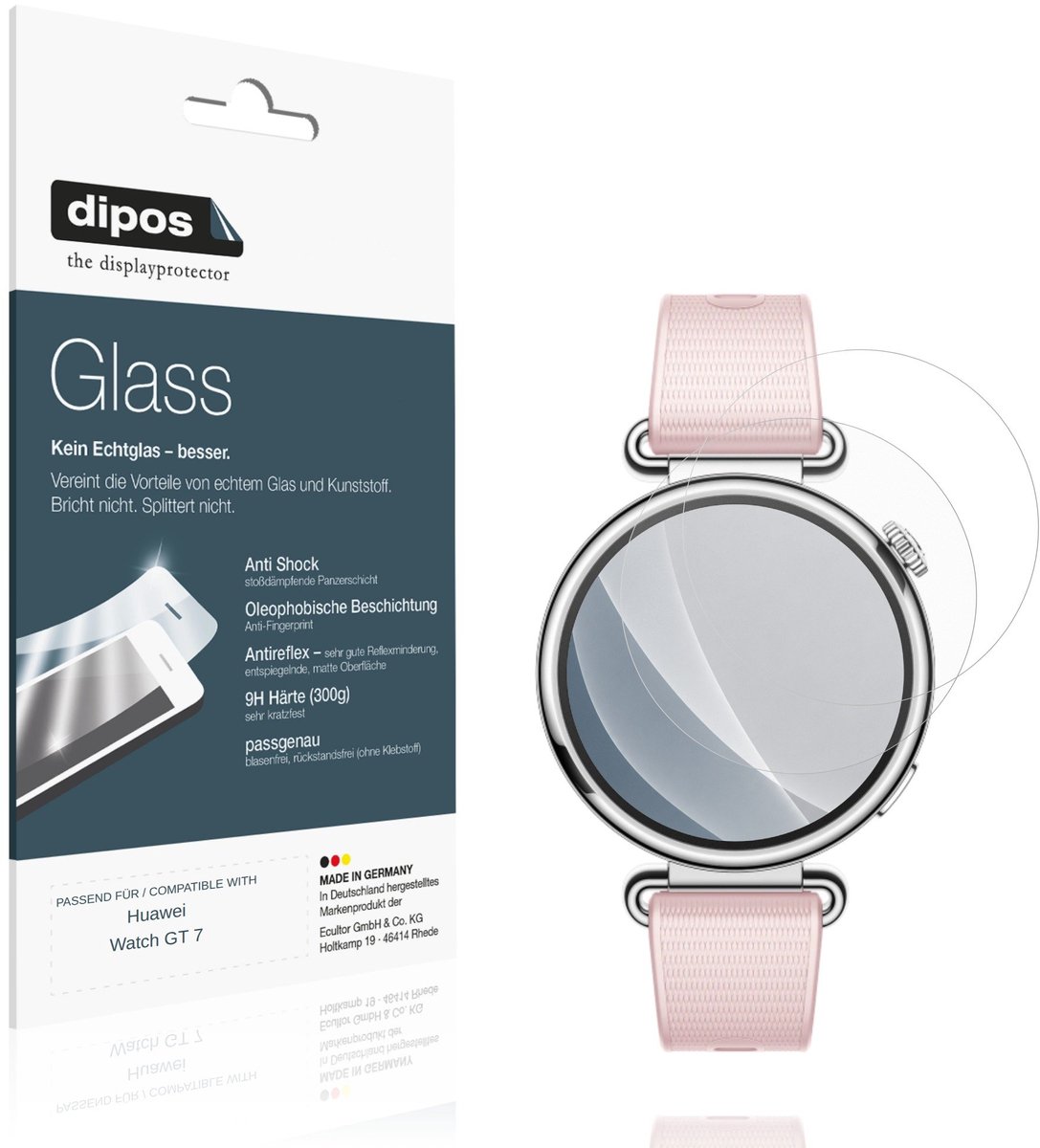 dipos – 2x Matte Pantserfolie geschikt voor Huawei Watch GT 7 | 9H Screenprotector