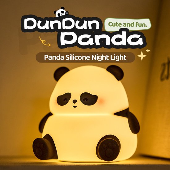 Panda Nachtlampje voor Kinderen - Siliconen LED Bedlampje, Oplaadbaar, Touch, 3 Dimbare Niveaus, 30 min Timer - Kinderkamer Cadeau — afbeelding 3