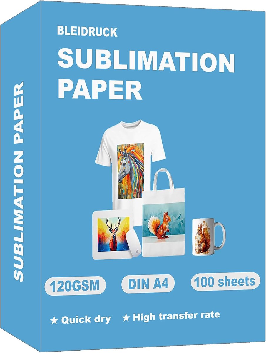 Sublimatiepapier 100 vellen - DIN A4 (210 x 297 mm) - 120 g/m² - snelle droging voor professioneel gebruik - ShopVlot
