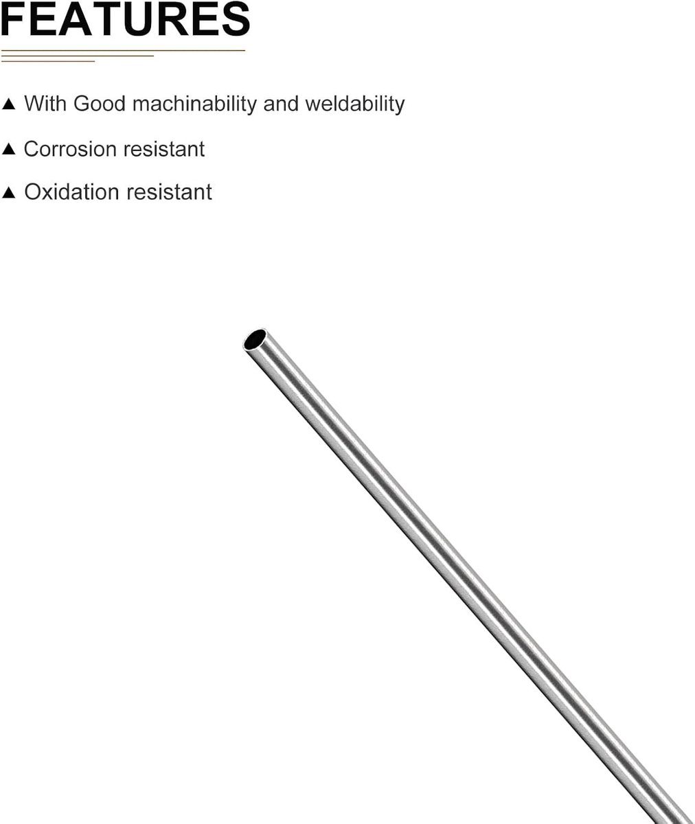 Stalen pijp 3mm x 0.2mm x 250mm - 304 roestvrij staal - gepolijst - ideaal voor machine-uitrusting - ShopVlot