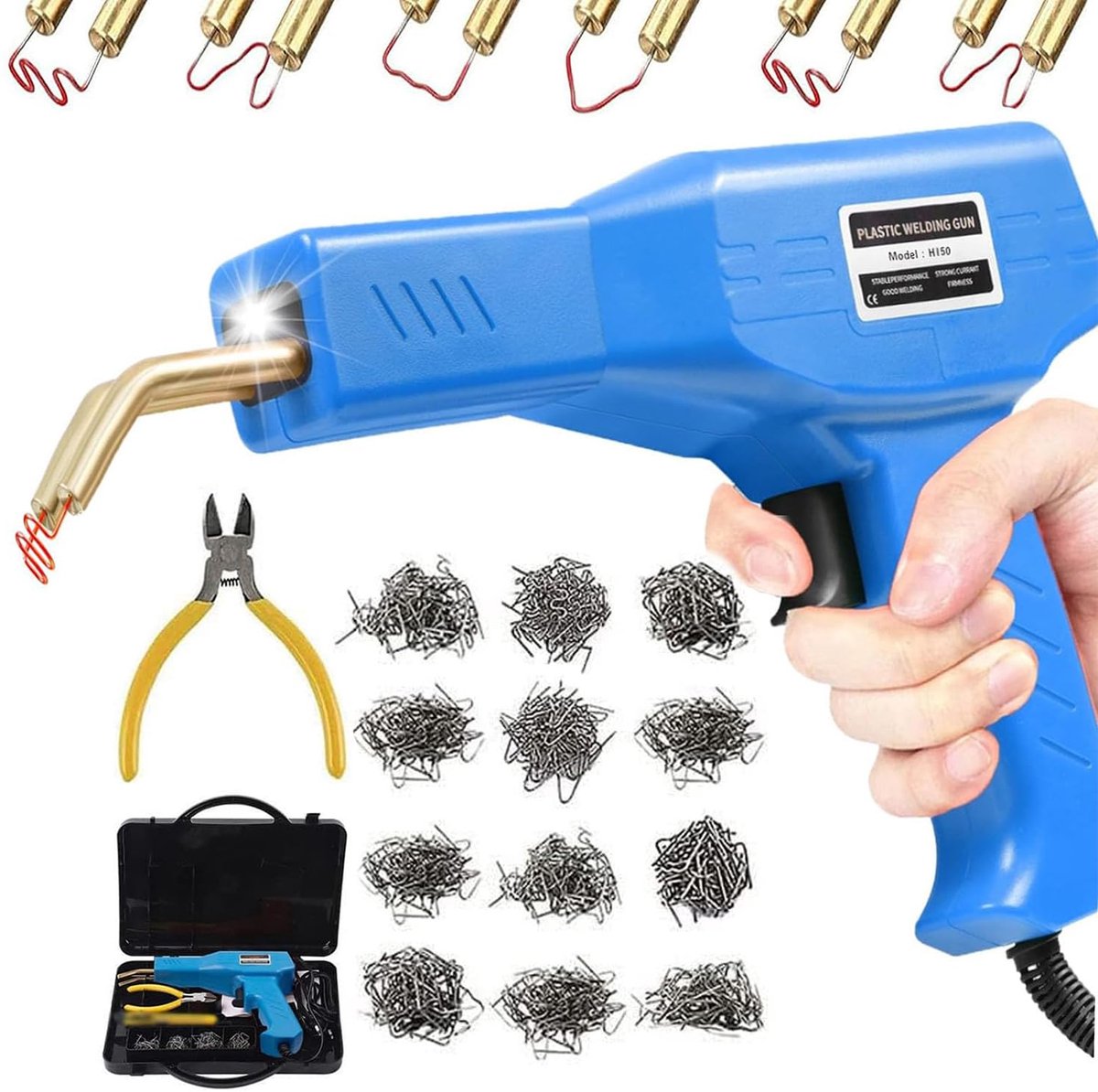 150W Plastic Lasmachine, Lasser Gun Reparatie met 800PCS Hot Nietmachine, Auto Bumper Reparatie Kit, Plastic Lassen - ShopVlot