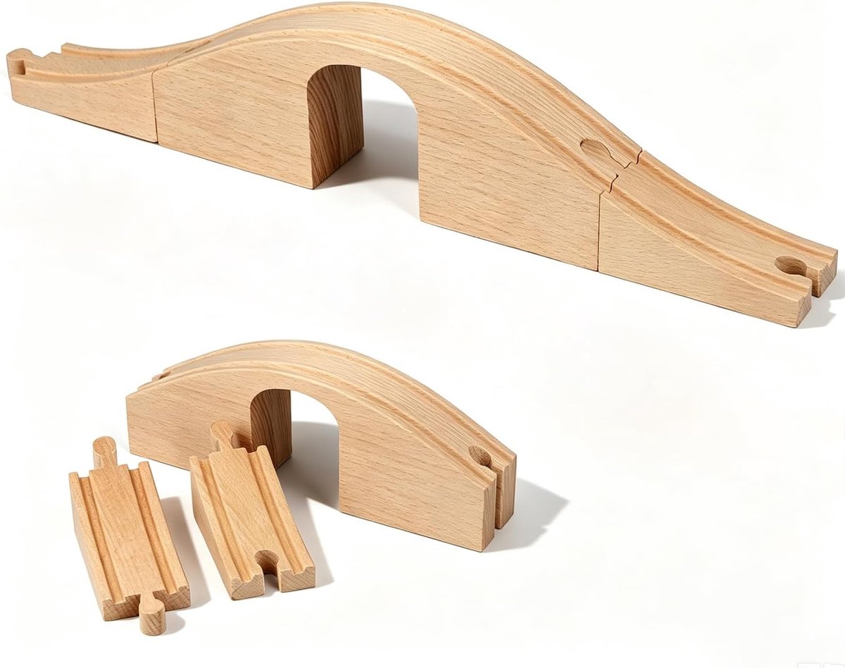 Spoorwegaccessoires, houten rails spoorbrug, houten spoorwegbrug, compatibel met andere bruggen, houten spoorbaan (spanbrug)