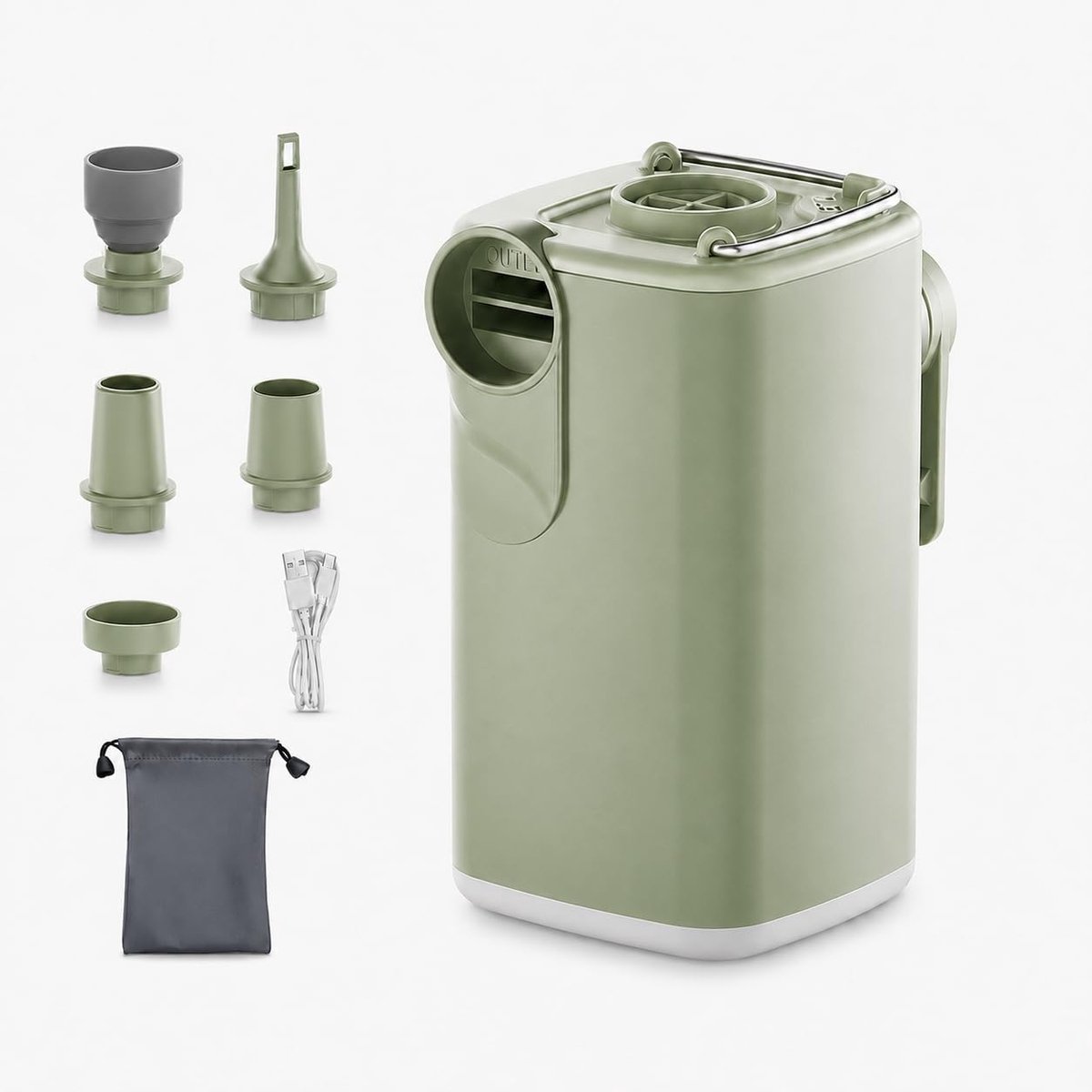 Elektrische luchtpomp, accu, mini, 3-in-1, met 5 sproeiers