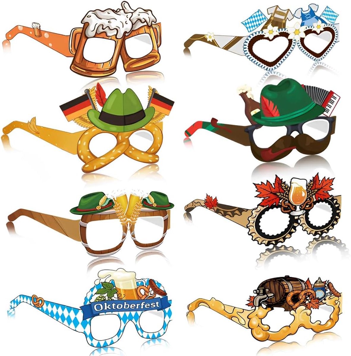 8 paar grappige bierbril, nieuw zwembadfeest, decoratieve accessoires voor tropische verjaardagsfeestjes en zomerfeesten op het strand.