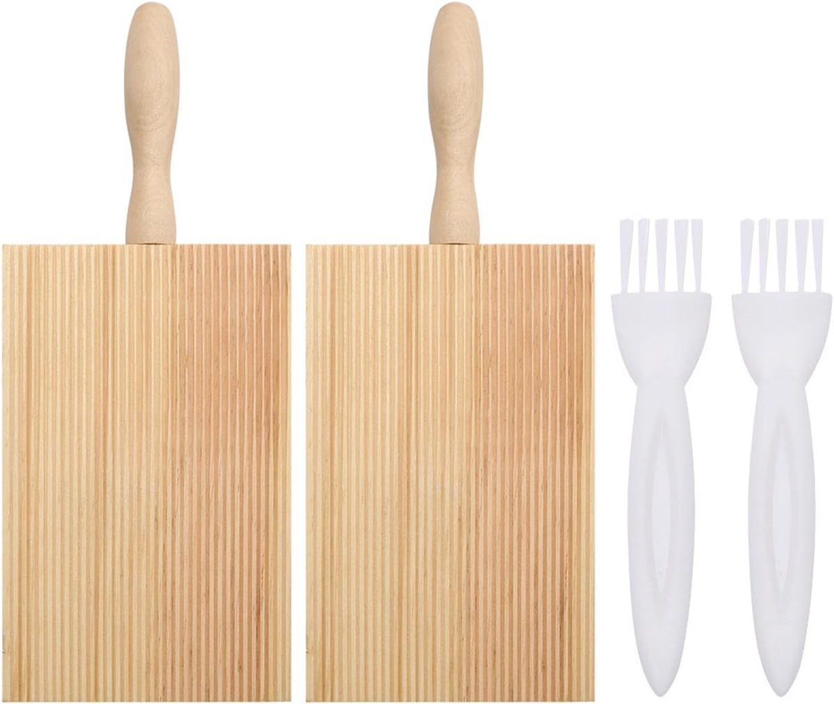 2 knoedelplanken, 2 reinigingsborstels, snijplank voor het wassen van pasta, handknoedel-snijplank, macaroni-snijplank, geschikt voor huiskeuken en restaurants