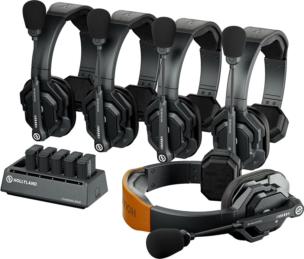 SnelShoppen - Draadloze Communicatiehoofdtelefoon Full Duplex Systeem voor 5 Gebruikers met ENC 350 m - Lichtgewicht PTT Ear-Hoofdtelefoon voor Tv- en