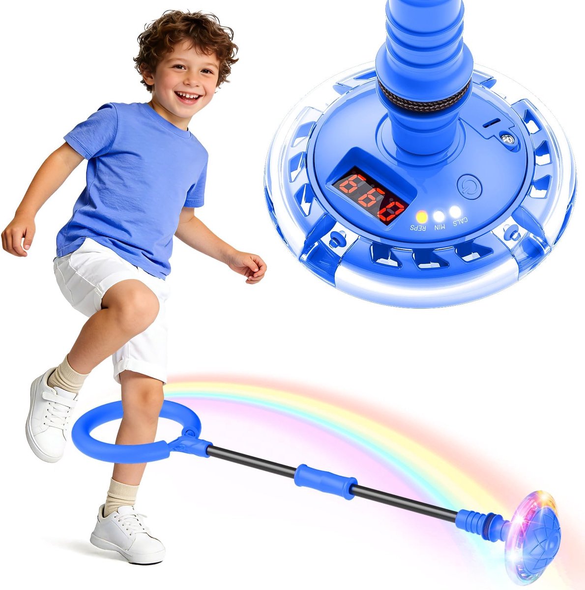 Springring voettol voor kinderen met teller - blauw - timer en calorieënteller - leuk outdoor sportspeelgoed - ShopVlot