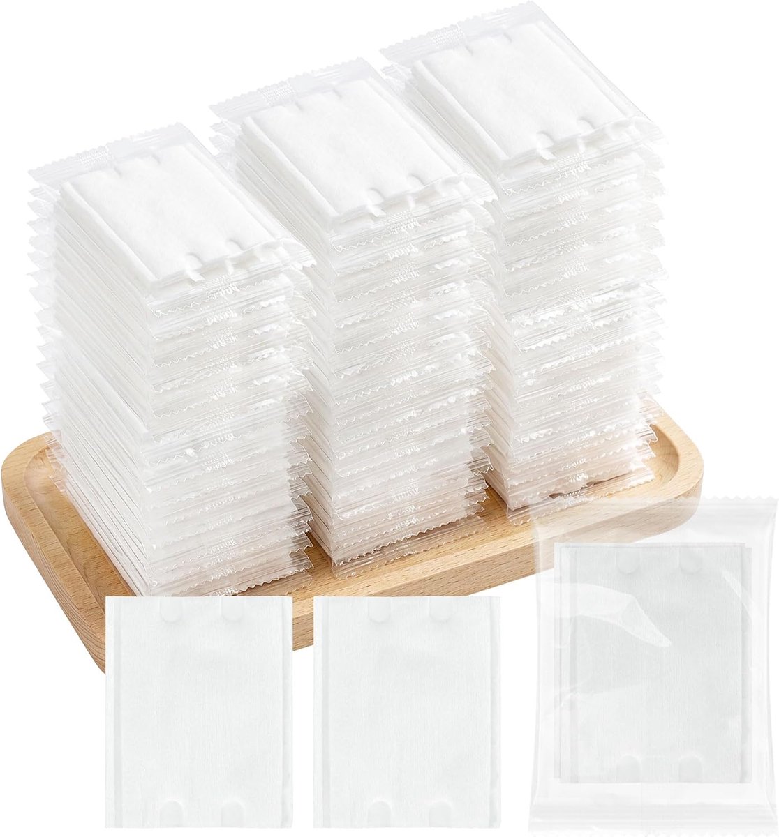 Katoenen pads, bulk, vierkant, individueel verpakte katoenen pads, gemakkelijk te dragen, geschikt voor reizen - ShopVlot