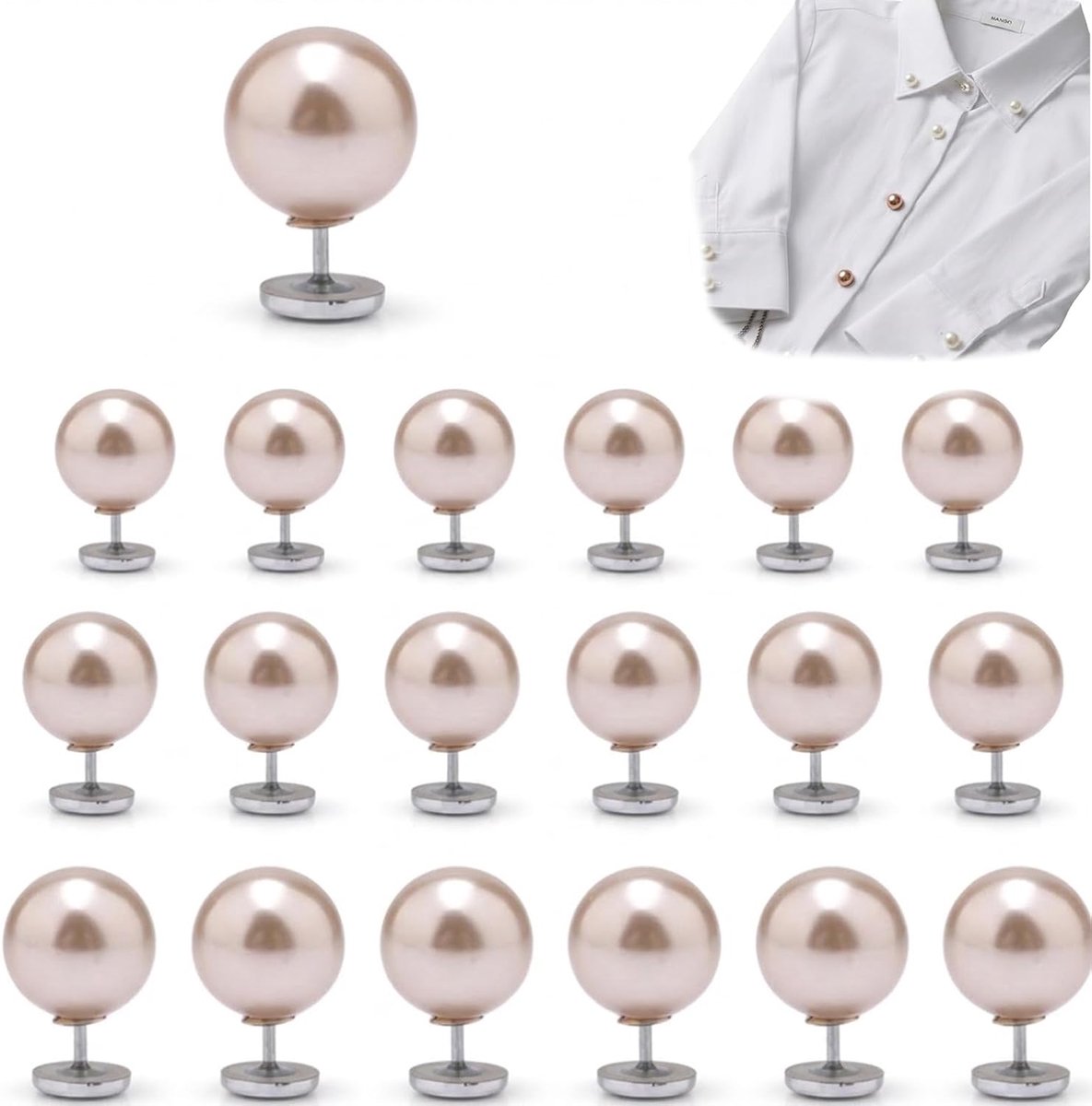 Knopen met champagneparels, 10 mm, 12 mm, 14 mm, veiligheidsspelden zonder naaien, afneembare knopen voor kleding, tassen en knutselen, decoratieve accessoires voor kleding