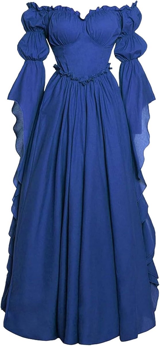 Elegante middeleeuwse jurk voor dames, vierkante hals, lange mouwen, cosplay-kostuum, formeel feest, historische reconstitutie, show