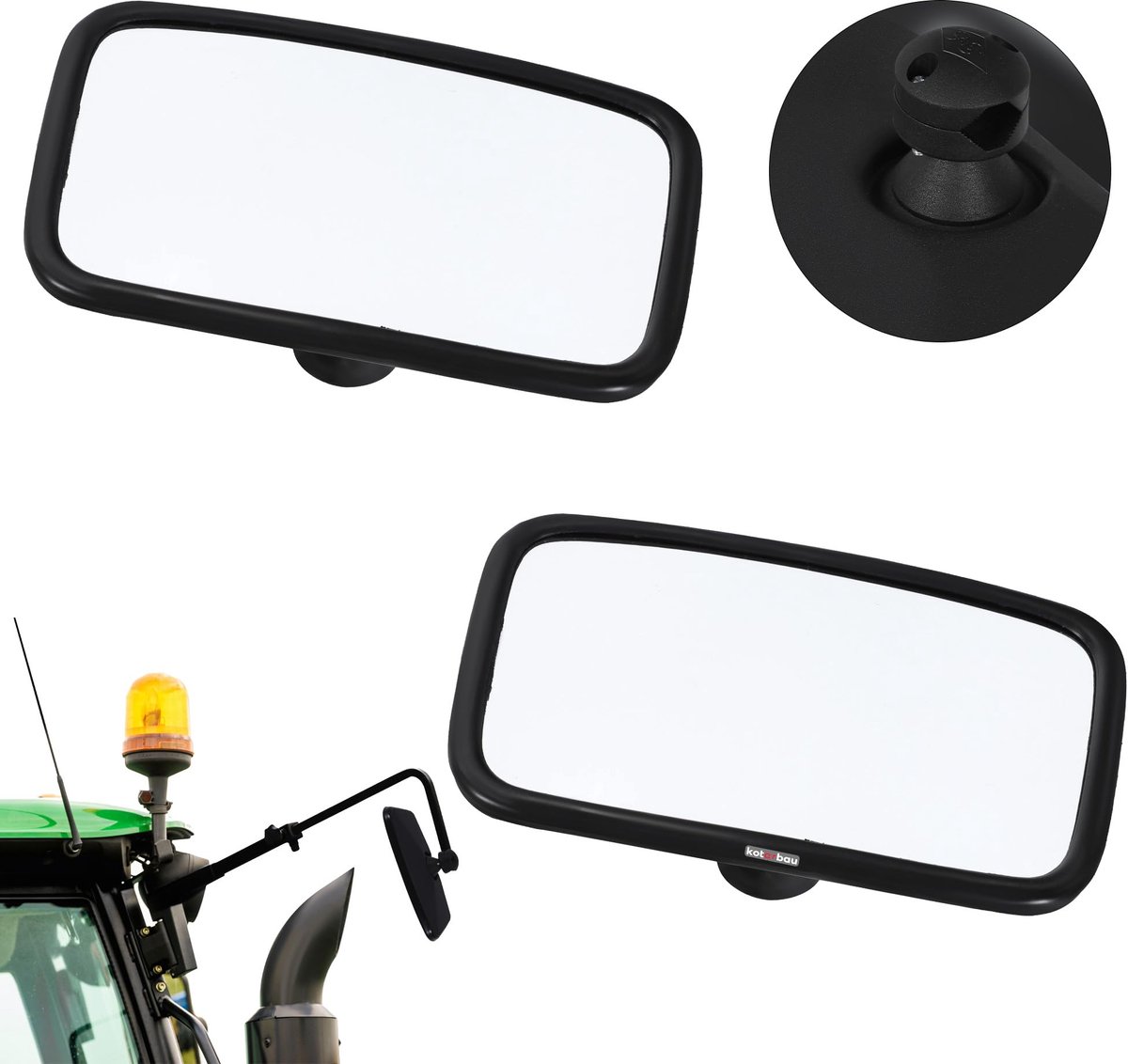 KOTARBAU® Tractor Spiegel - Buitenspiegel Tractor 25 x 16,5 cm 2 st. Spiegel Tractor - Buitenspiegel voor Tractor - Links/Rechts - Convexe Spiegel met Houder voor ⌀ Spiegelarm 10-24 mm - PVC