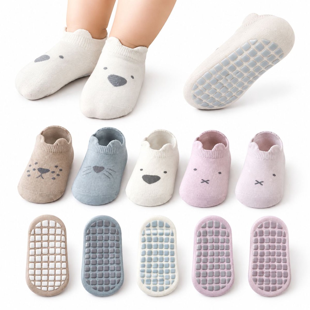 VHV - Baby sokken - 4 paar - Warme sokken - Antislip crew sokken - M - Baby sokjes - Babysokjes
