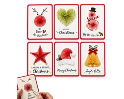 DIY Kerstkaarten - 6 Stuks - Wenskaarten - Kerst borduurpakket - Kerstboom borduren - Kerstboom String Art Wenskaart Maakset - Kerstkaarten maken - Kerstcadeaubonnen - DIY handwerk kerstdecoratie - Kerstcadeau - Creatieve Knutselset - Stijl C