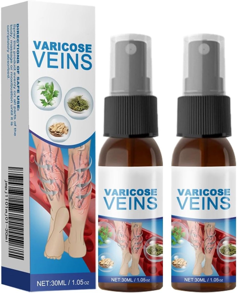 Aderspray 2 stuks, snelle verlichting van zware en vermoeide benen, kalmeert zwellingen en klachten, voor lichte en stressvrije benen