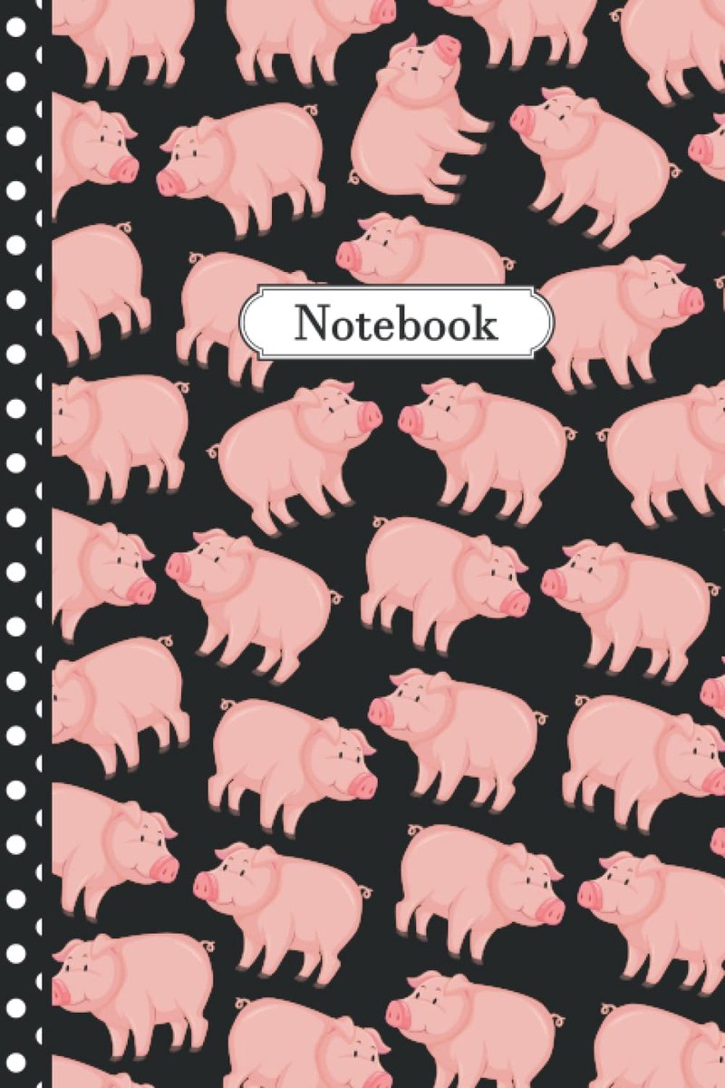 SnelShoppen - Pigs Notebook - Lijn Notitieboekje voor Kinderen, Tieners, Studenten, Meisjes, Volwassenen - 100 Pagina's, 6x9" - Schattige Varkens Voor