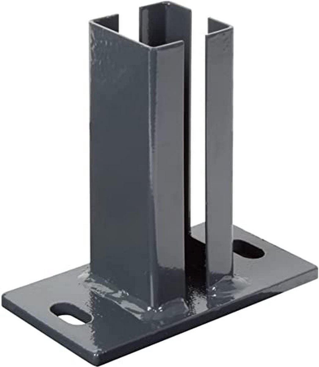 SnelShoppen - Pole Holder voor Hoekpalen voor Dubbele Gaasmatten - Stalen Bevestiging met Anthraciet Kunststof Coating RAL 7016 - 150 x 80 mm - Voor P