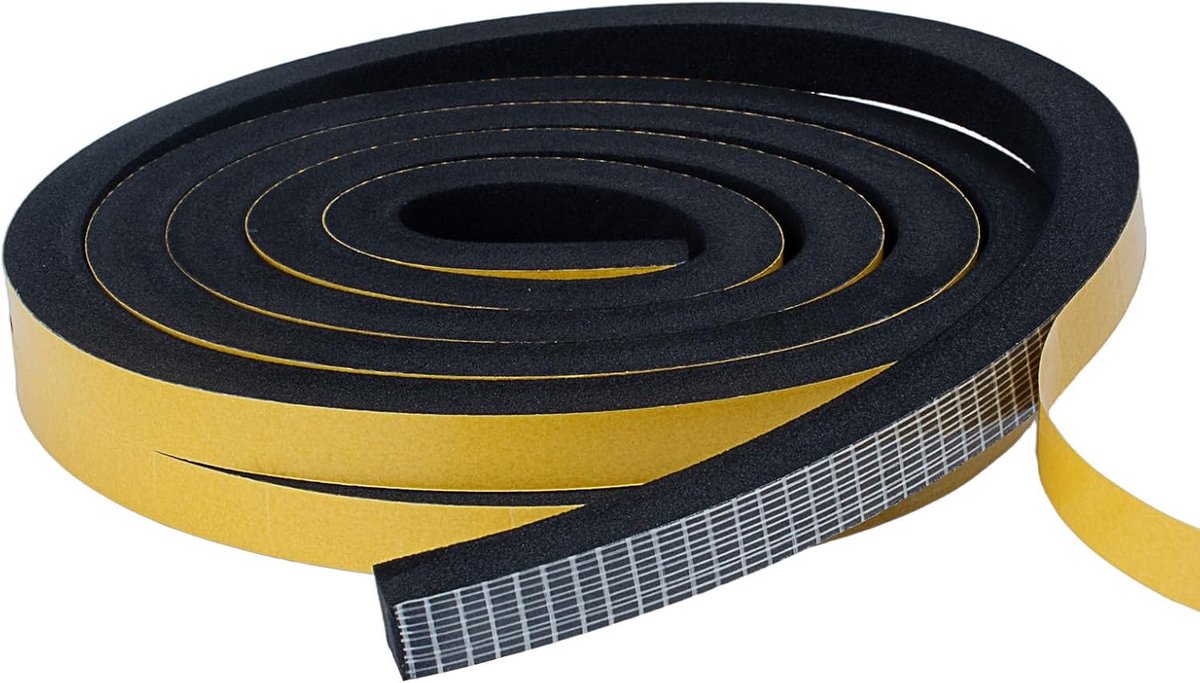 SnelShoppen - Zelfklevende Deur en Raam Tochtstrip, 2 Rollen 12mm x 10mm, 4 Meter Zwart, Weerbestendig en Geluiddicht, Ideaal voor Isolatie en Energie