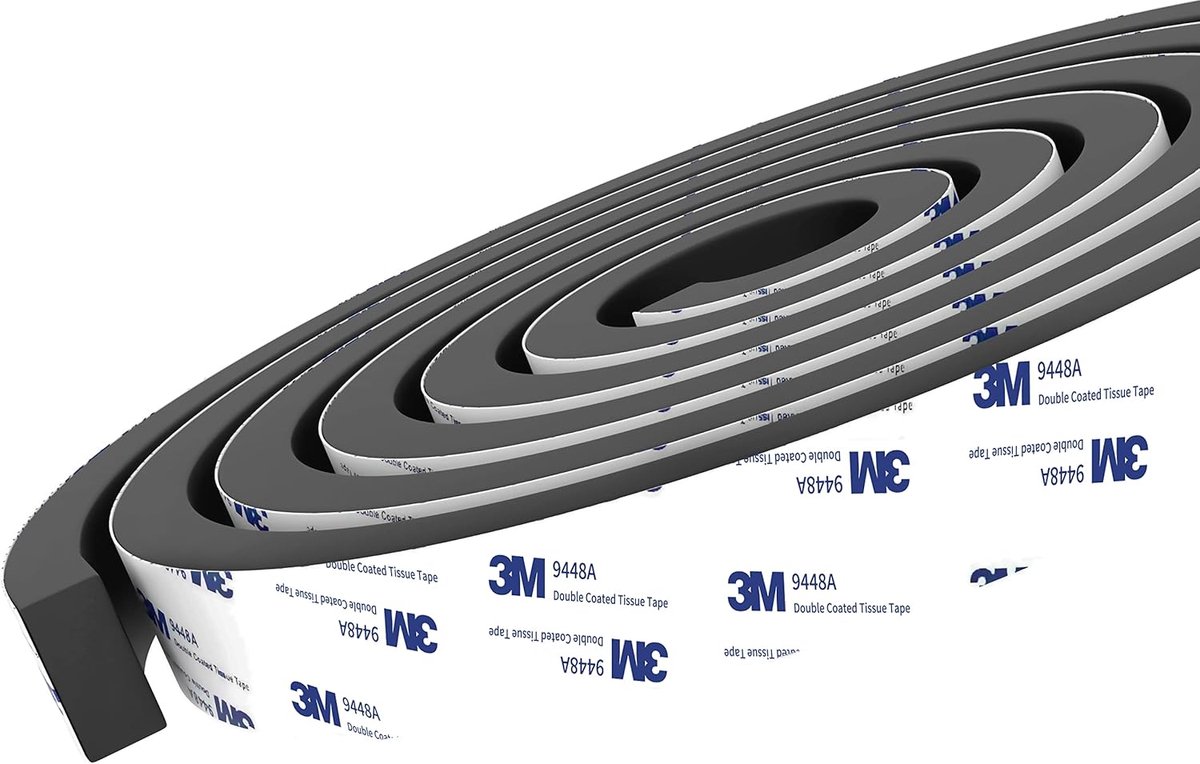 SnelShoppen - Sealing Tape 12 mm - Zelfklevend met 3M 9448 Hechting - Super Sterke Foam Dichtstrip - Rubber Sealing voor Geluidsisolatie - 2 Rollen