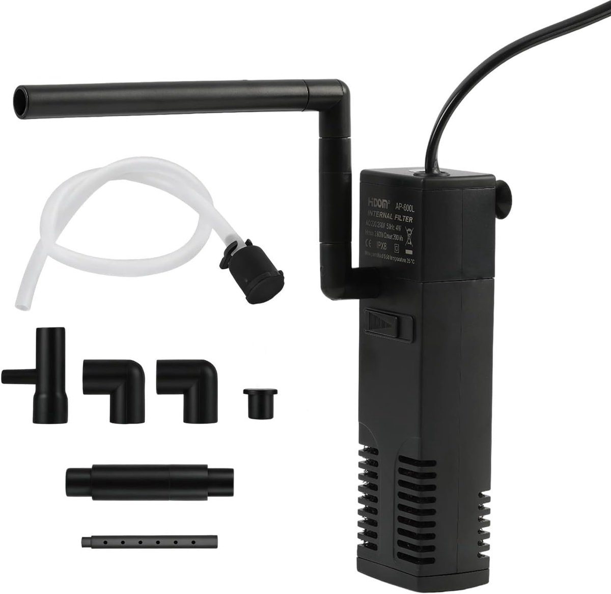 SnelShoppen - 4 W Aquariumpomp en Filter - Verstelbaar Binnenfilter met Regengordijn Design - 300 l/u Debiet voor 60 l Aquaria - Oplossing voor Zoet-
