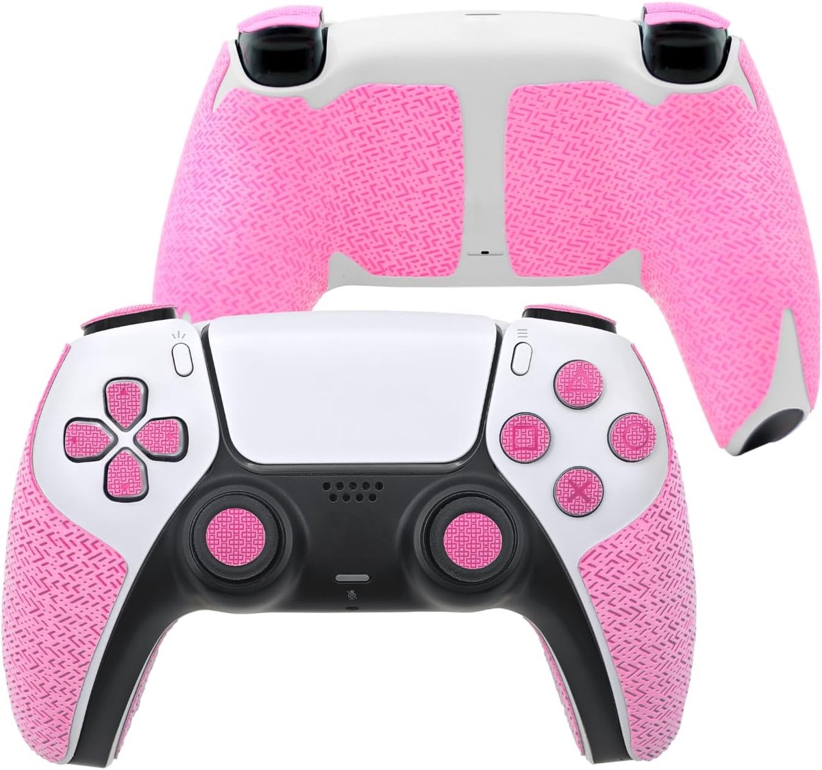 SnelShoppen - Controller Grip voor PS5 - Textured Skin Kit - Anti-Skid en Sweat-Absorbent Grips voor PS5 Dualsense/Edge - Roze - Perfect voor Gaming
