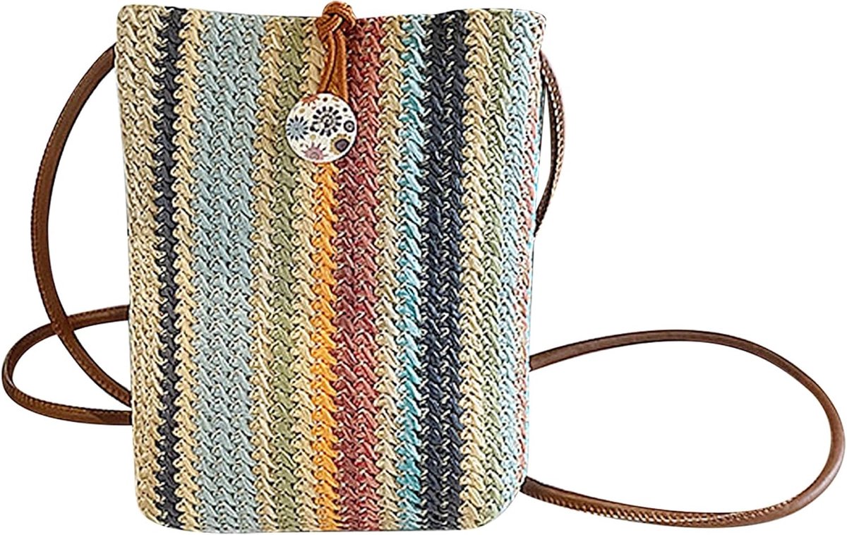 Stro tas voor dames - kleine schoudertas van rietjes - handgemaakt - perfect voor stranduitjes - ShopVlot