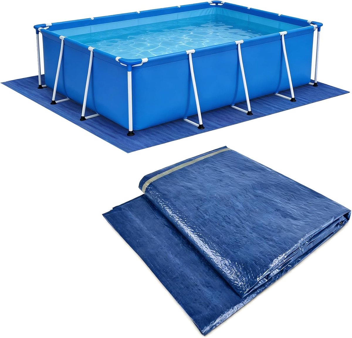 SnelShoppen - Grondzeil voor Zwembad, Beschermmat voor Boven Grond en Opblaasbare Zwembaden, Duurzaam PE Materiaal, Waterdicht en Antislip, 300 cm x 2