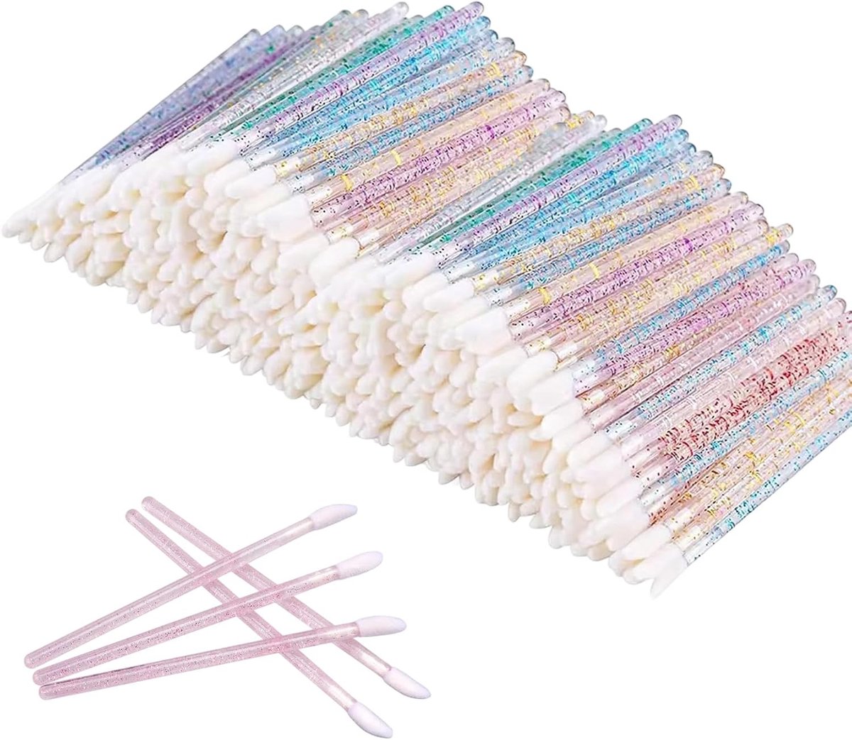 Wegwerp-lippenpenselen 300 stuks - zachte flockharen - lange kunststof handgreep - perfect voor lippen make-up - ShopVlot