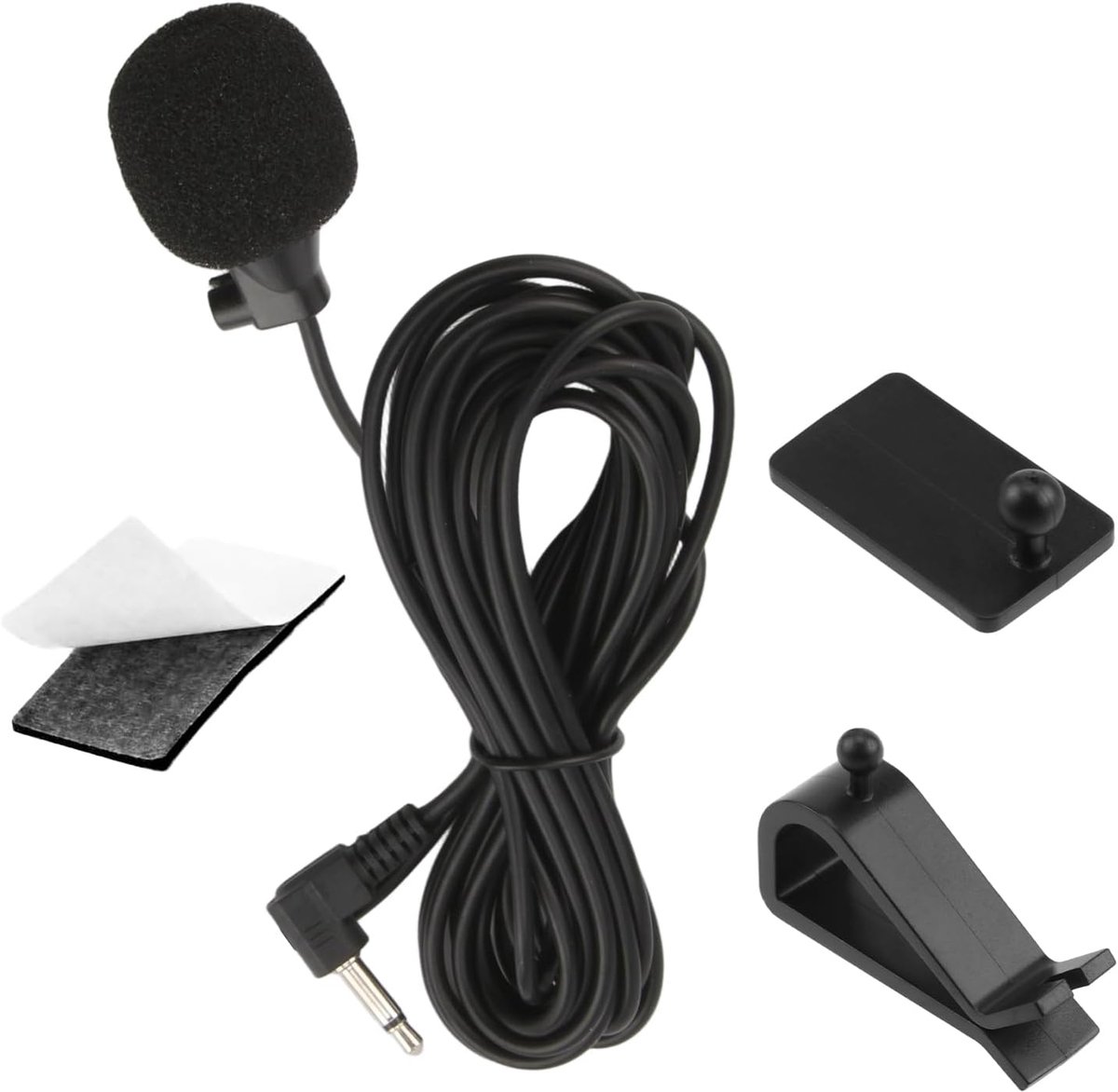 SnelShoppen - Radiomicrofoon 3,5 mm Externe Automicrofoon met 3 m Kabel, U-Klem, Compatibel met Autoradio's, Bluetooth Systemen, PC's en Laptops voor