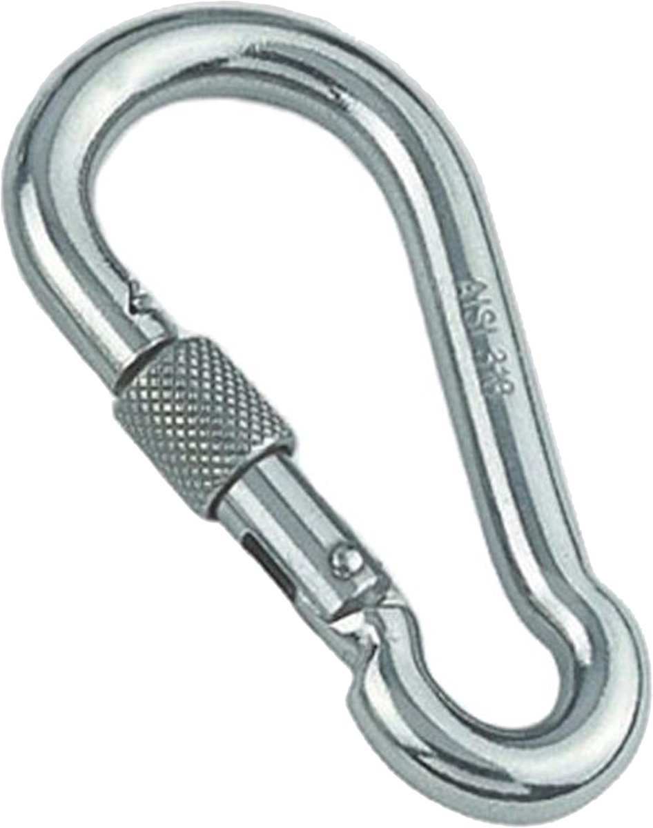 Carabiner Stainless Steel 4X40 with Safety Nut 1 Piece Fire Carabiner Screw Carabiner Stainless Steel A4 - AISI 316 - ShopVlot