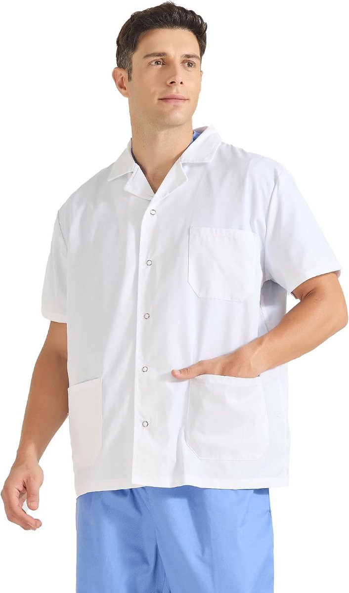 MISEMIYA - Unisex Laboratory Coat - Sanitary Uniform Medical Coat Pharmacy Coat Ref:Q 8165, White, XL - ShopVlot