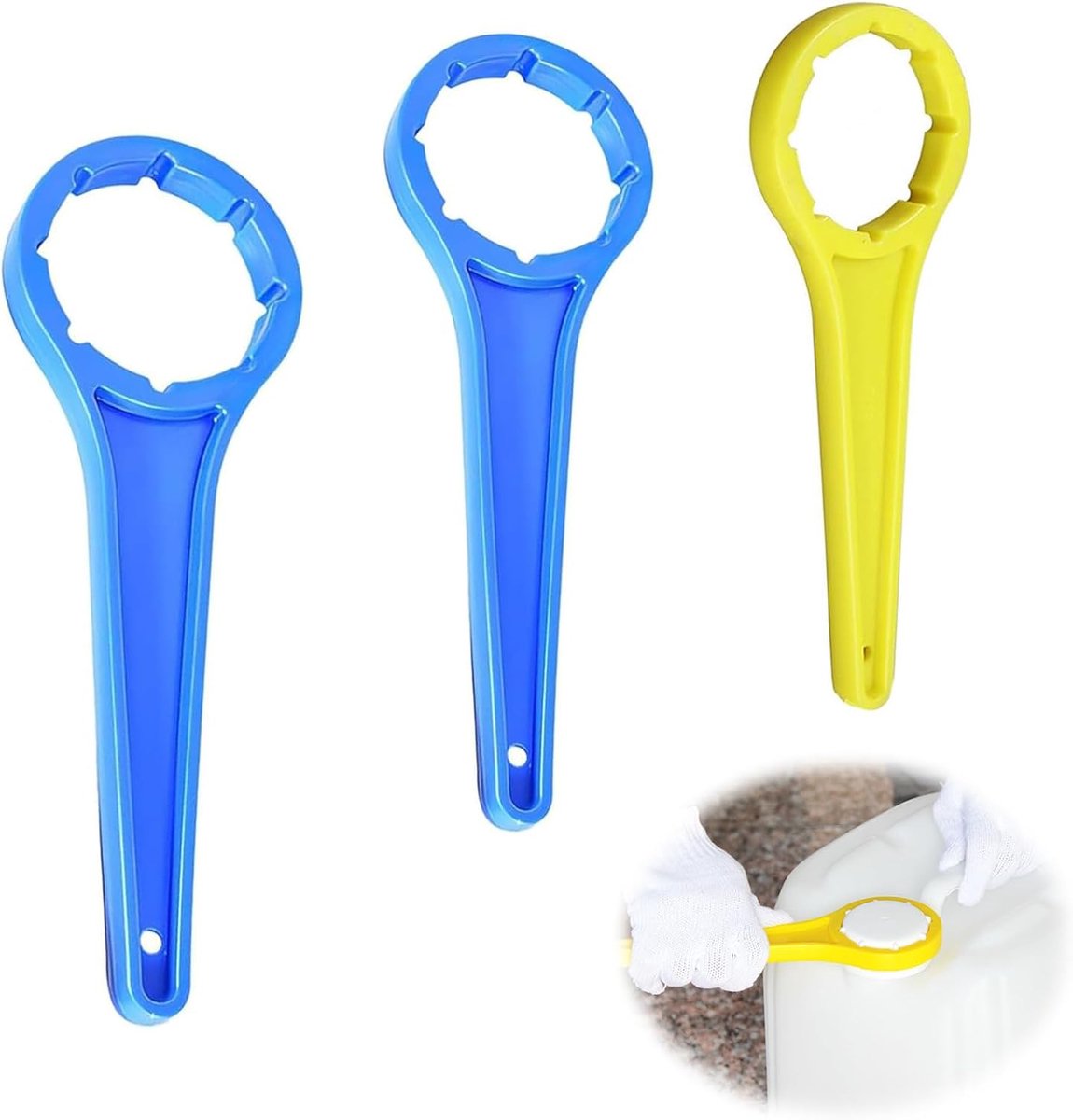 Pack of 3 Tyre Wrench, Canister Wrench DIN 41/51/61 – Handheld Wrench for 5-30 Litre Canisters, Includes Ring Wrench - ShopVlot