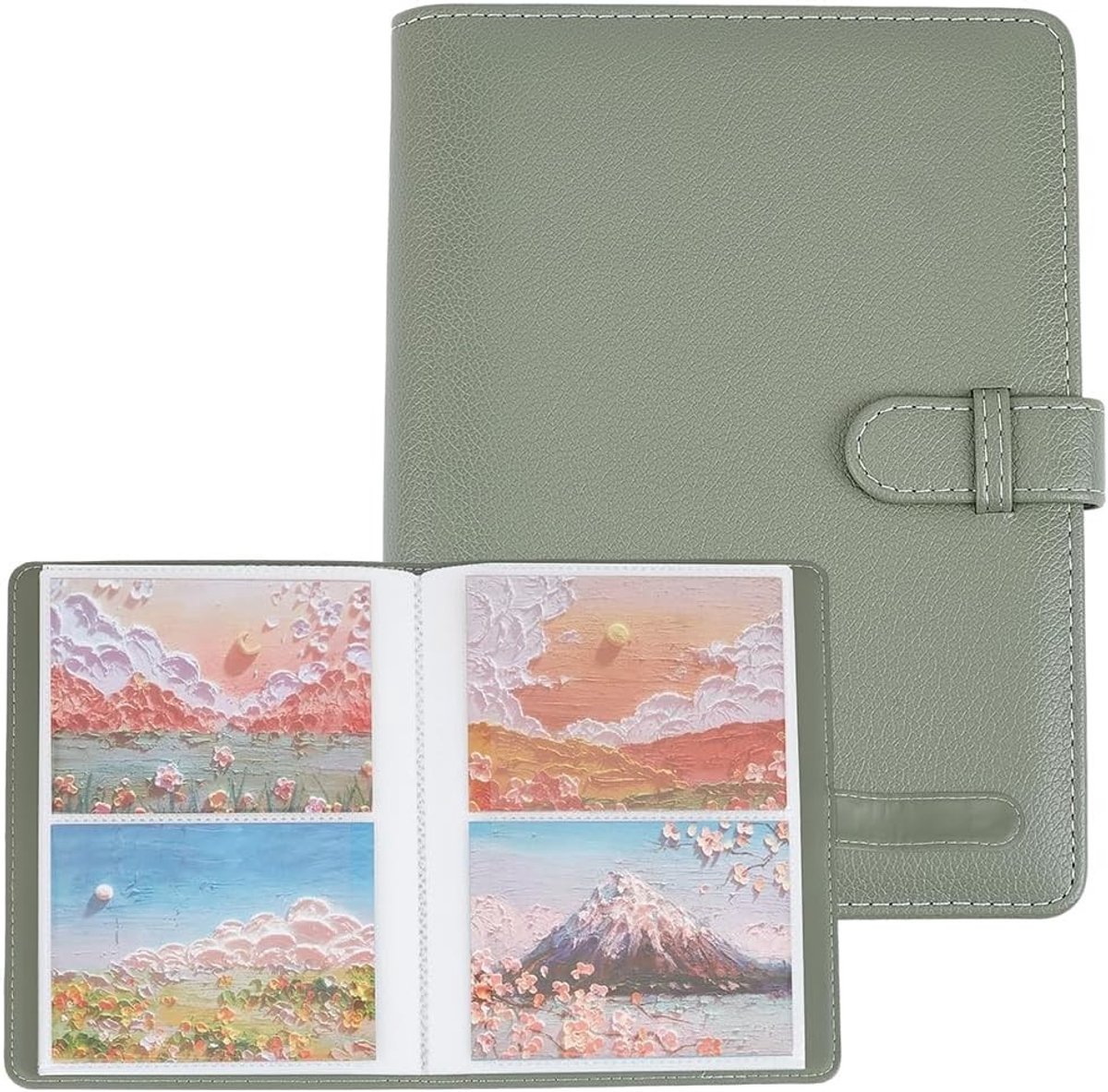 Vintage fotoalbum van kunstleer met 80 vakken, ideaal voor bruiloften en speciale momenten, groen design