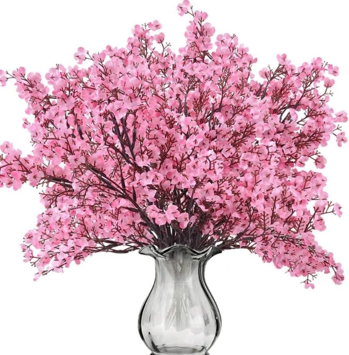 Bloemen met 4 stelen, 20 takken, 32 cm, kunstmatige kersenbloesem, decoratieve kunstplanten, decoratie voor thuis, bruiloft, feest, kantoor, balkon en tuin (intens roze)