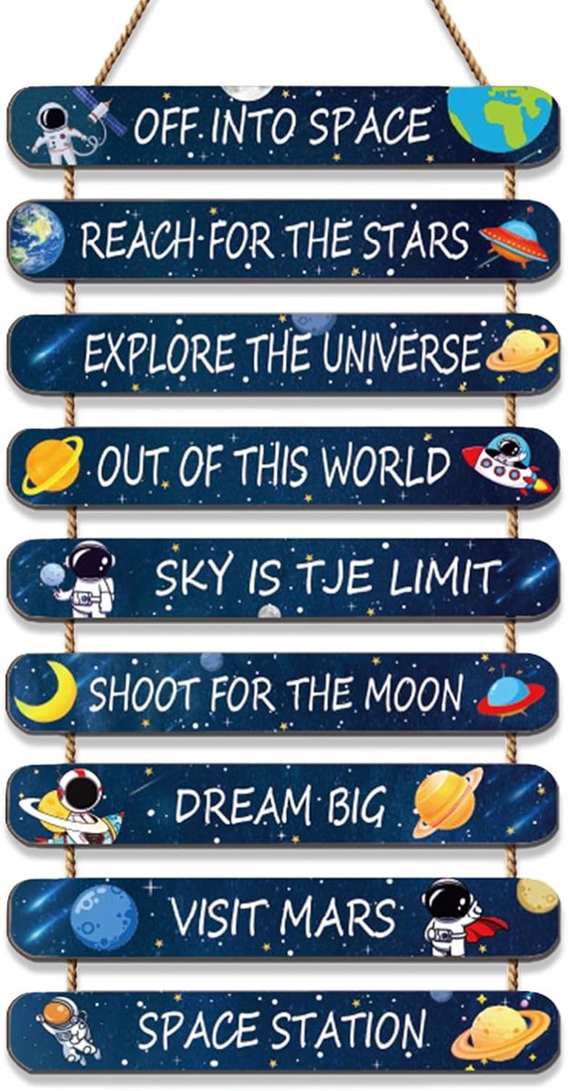 Bord Met Spreuk, Bord Ruimte Muurkunst, Planet Wanddecoratie Voor Kinderkamer, Ruimtethema, Ideaal Voor Verjaardagscadeaus (21,65 x 11,61 in)
