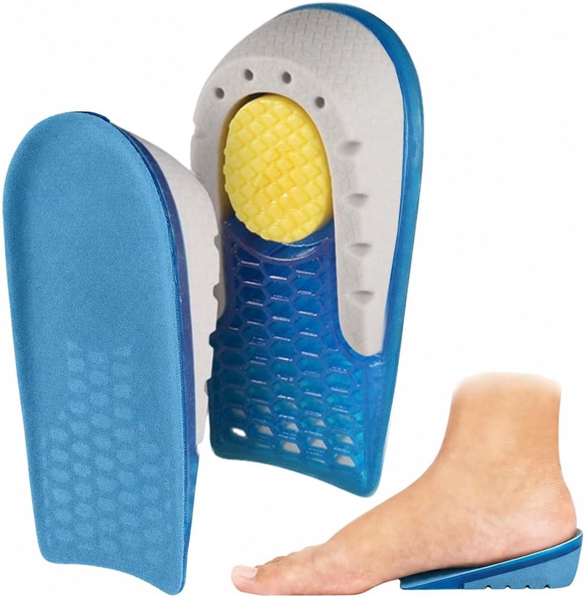 1 onzichtbare inlegzolen van siliconengel, ter verhoging van de hoogte, voor dames en heren, voor gymschoenen, hakken en vrijetijdsschoenen, blauwgrijs, 1 cm